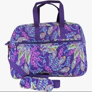 Vera Bradley Medium Traveler Weekender Bag Vibrant Purple Batik Floral Pattern
